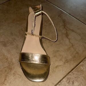 Gold Sandals with Flat Sole and Open Toe Design